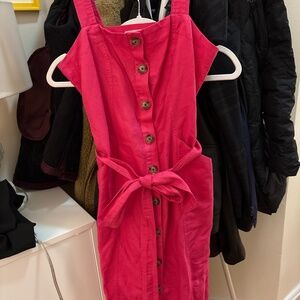 Pink Button-Front Linen-Blend Mini Dress – Size S